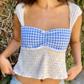 Plaid Patchwork Tie-Up Crop Top image 1