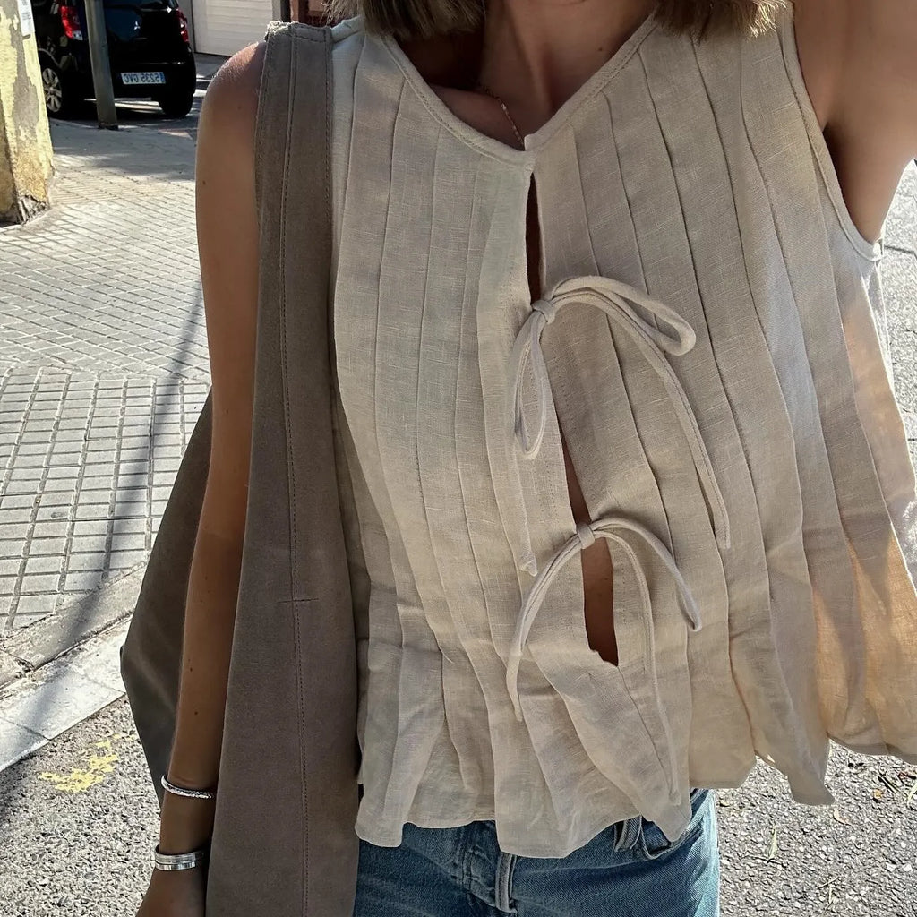 Pleated Cut-Out Ruffle Crop Top image 5
