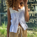 Lace Button Down Crop Top image 1