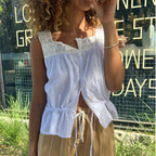 Lace Button Down Crop Top image 1