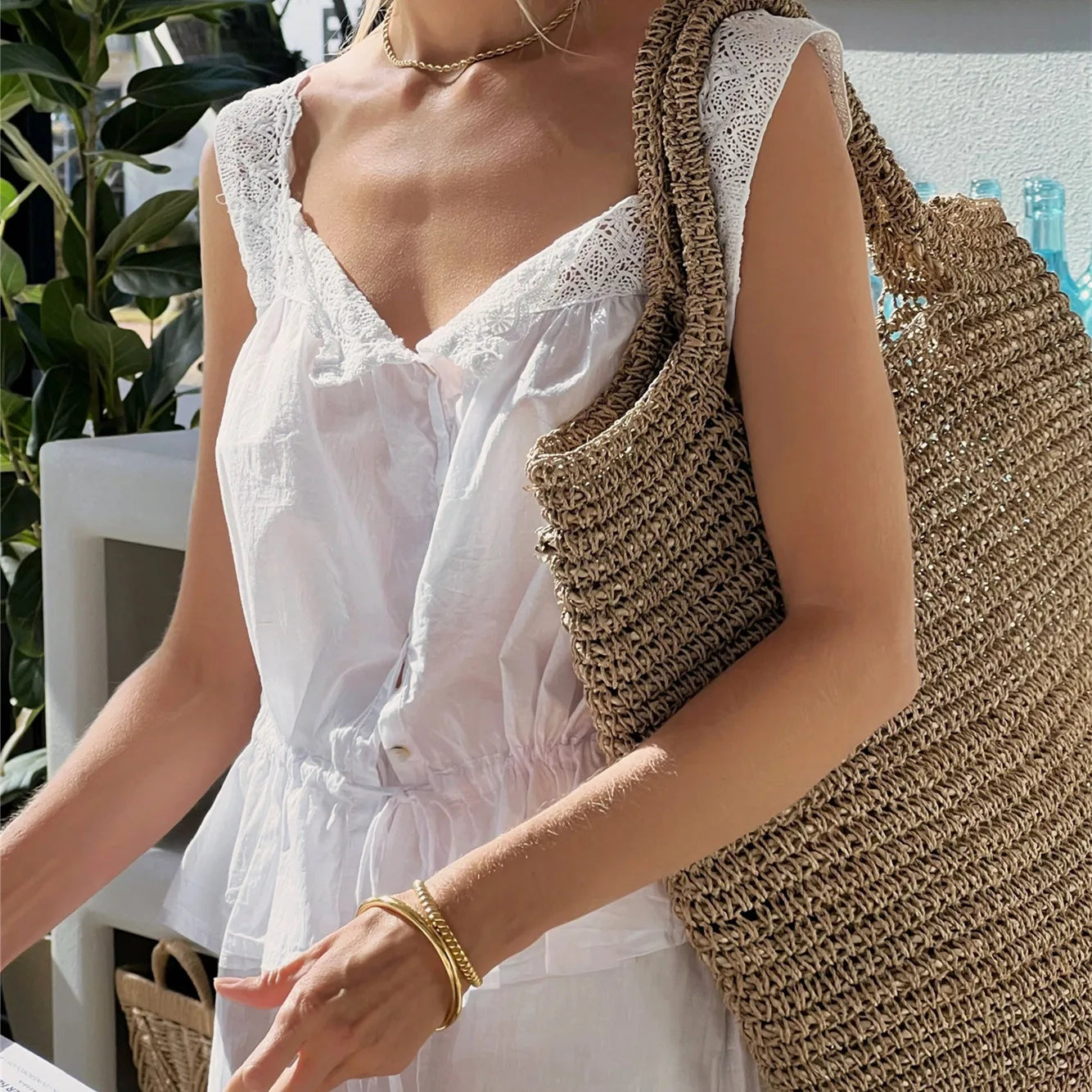 Lace Button Down Crop Top image 4