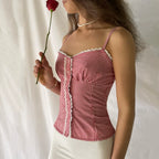 Gingham Checkered Lace Crop Top image 2