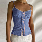Gingham Checkered Lace Crop Top image 5