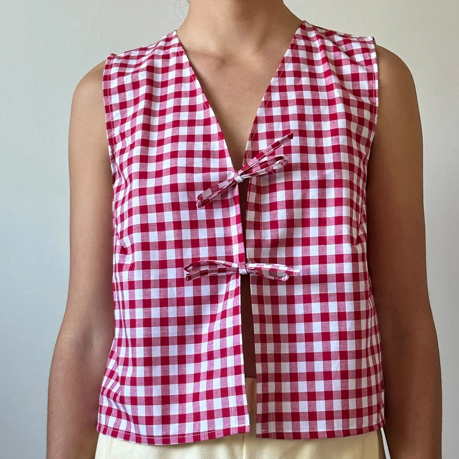 Gingham Tie Front Crop Top image 5