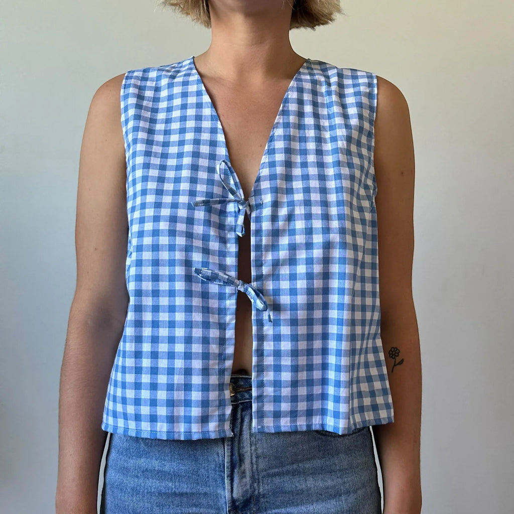 Gingham Tie Front Crop Top image 1