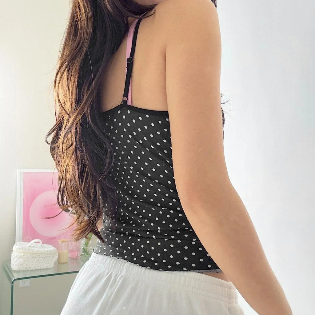 Polka Dot Bow Camis Crop Top image 2