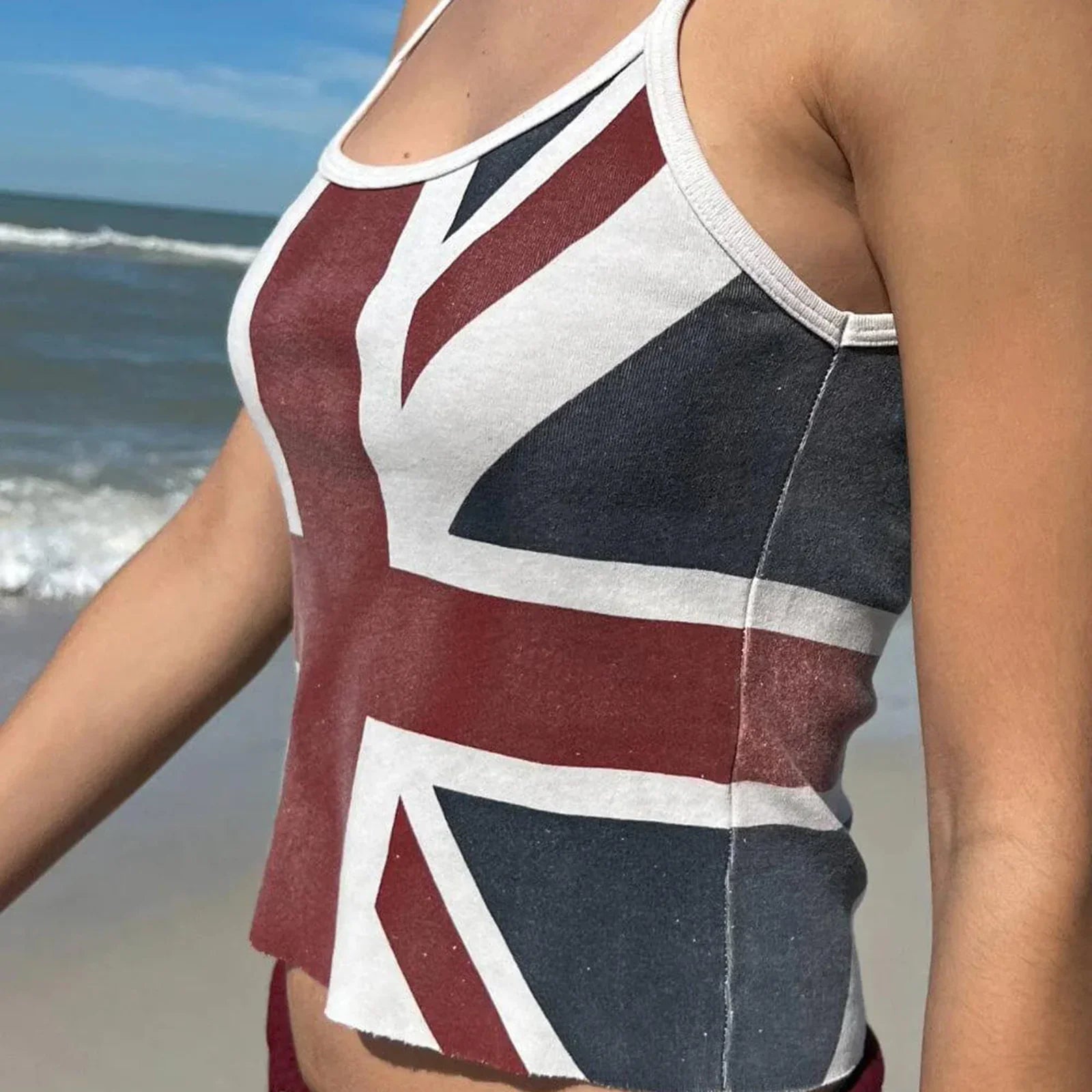 Union Jack Spaghetti Crop Top image 3