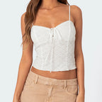 Floral Lace Spaghetti Crop Top image 4