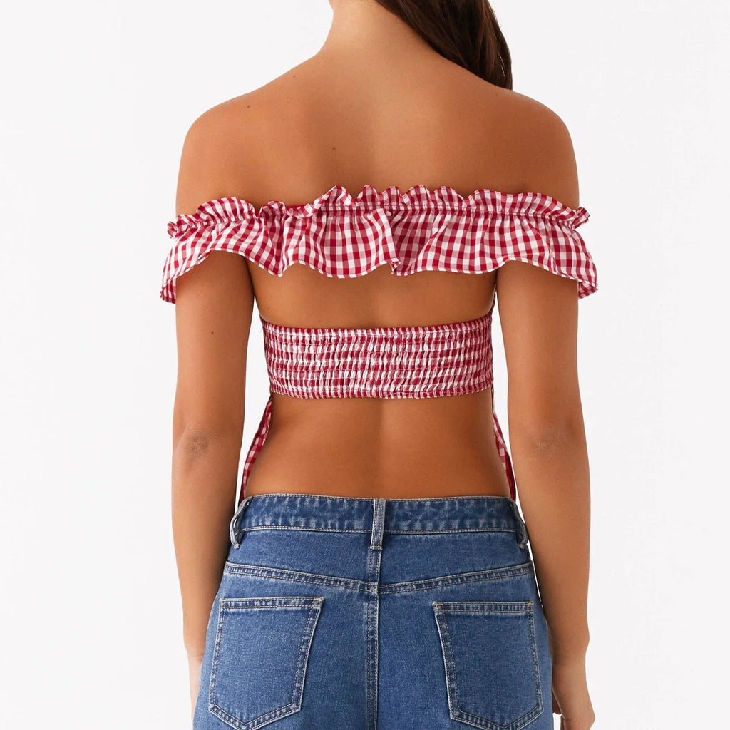 Gingham Square Neck Crop Top image 6