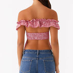 Gingham Square Neck Crop Top image 6