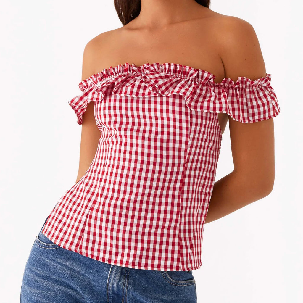 Gingham Square Neck Crop Top image 2