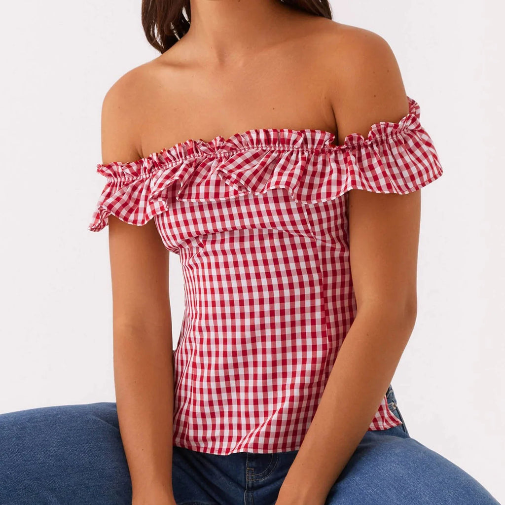 Gingham Square Neck Crop Top image 1