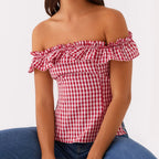Gingham Square Neck Crop Top image 1