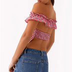Gingham Square Neck Crop Top image 5