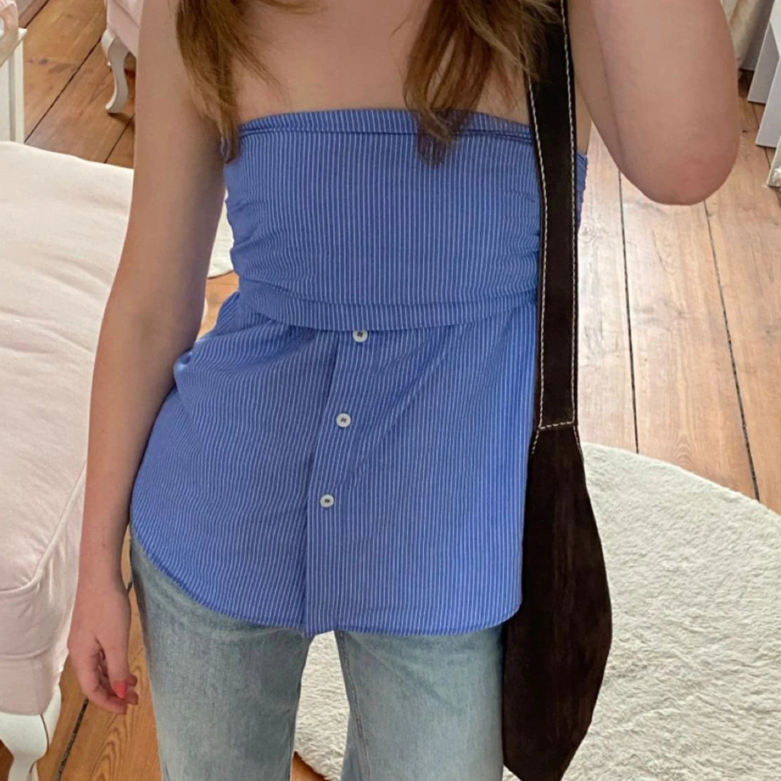 Pleated Strapless Blouse Crop Top image 2
