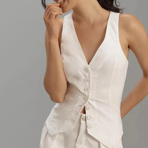 Button-Down Waistcoat Crop Top image 1