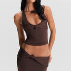 Knot Front Halter Crop Top image 2