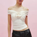 3D Flower Contrast Crop Top image 6