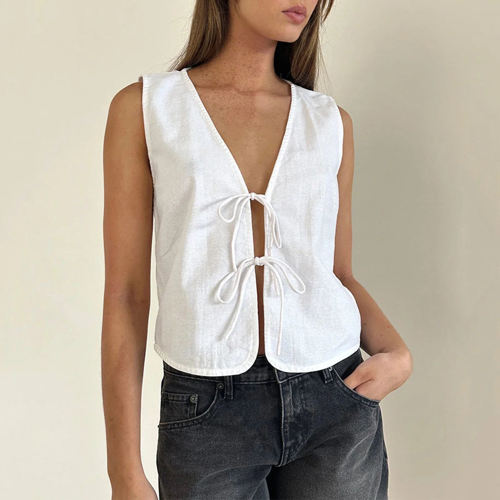 Double Tie Closure Crop Top image 2