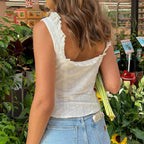 Hollow Eyelet Bow Crop Top image 3