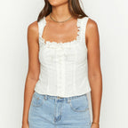 Hollow Eyelet Bow Crop Top image 4