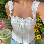 Hollow Eyelet Bow Crop Top image 1