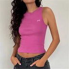 Knit Bow Embroidery Crop Top image 3
