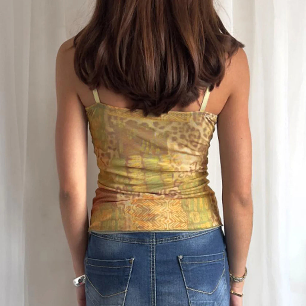 Abstract Ribbon Tie-Up Crop Top image 3