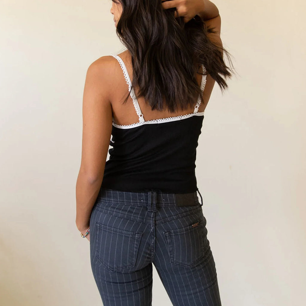 Spaghetti Lace V-Neck Crop Top image 5