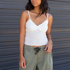 Spaghetti Lace V-Neck Crop Top image 3