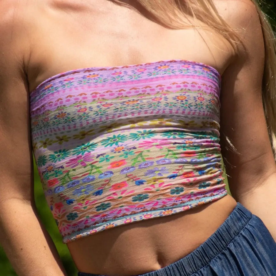 Floral Strapless Bandeau Crop Top image 5