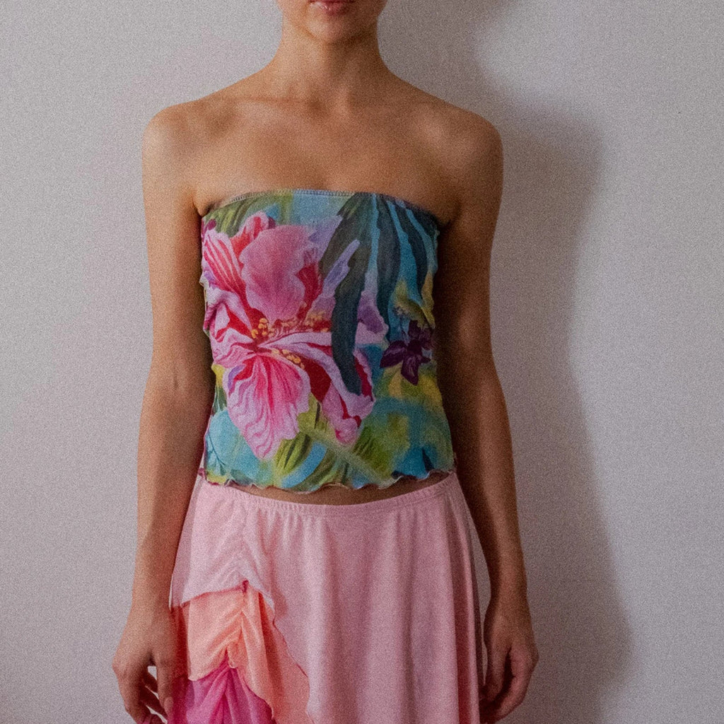Floral Strapless Slim Crop Top image 4