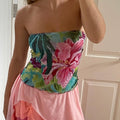 Floral Strapless Slim Crop Top image 1