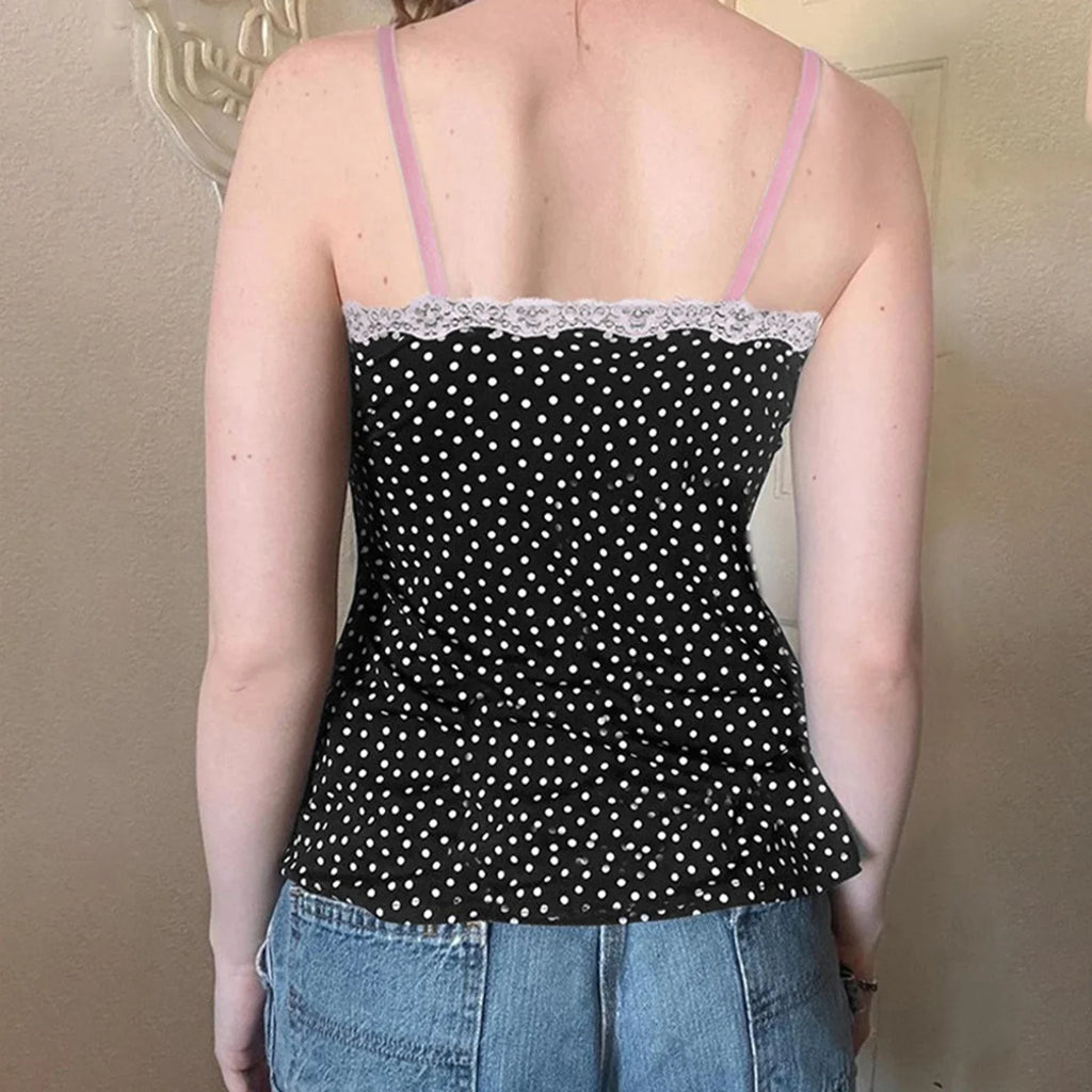 Polka Dot Bow Lace Crop Top image 4