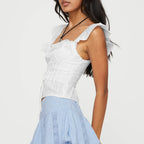 Lace Ruffles Tie-Up Crop Top image 4
