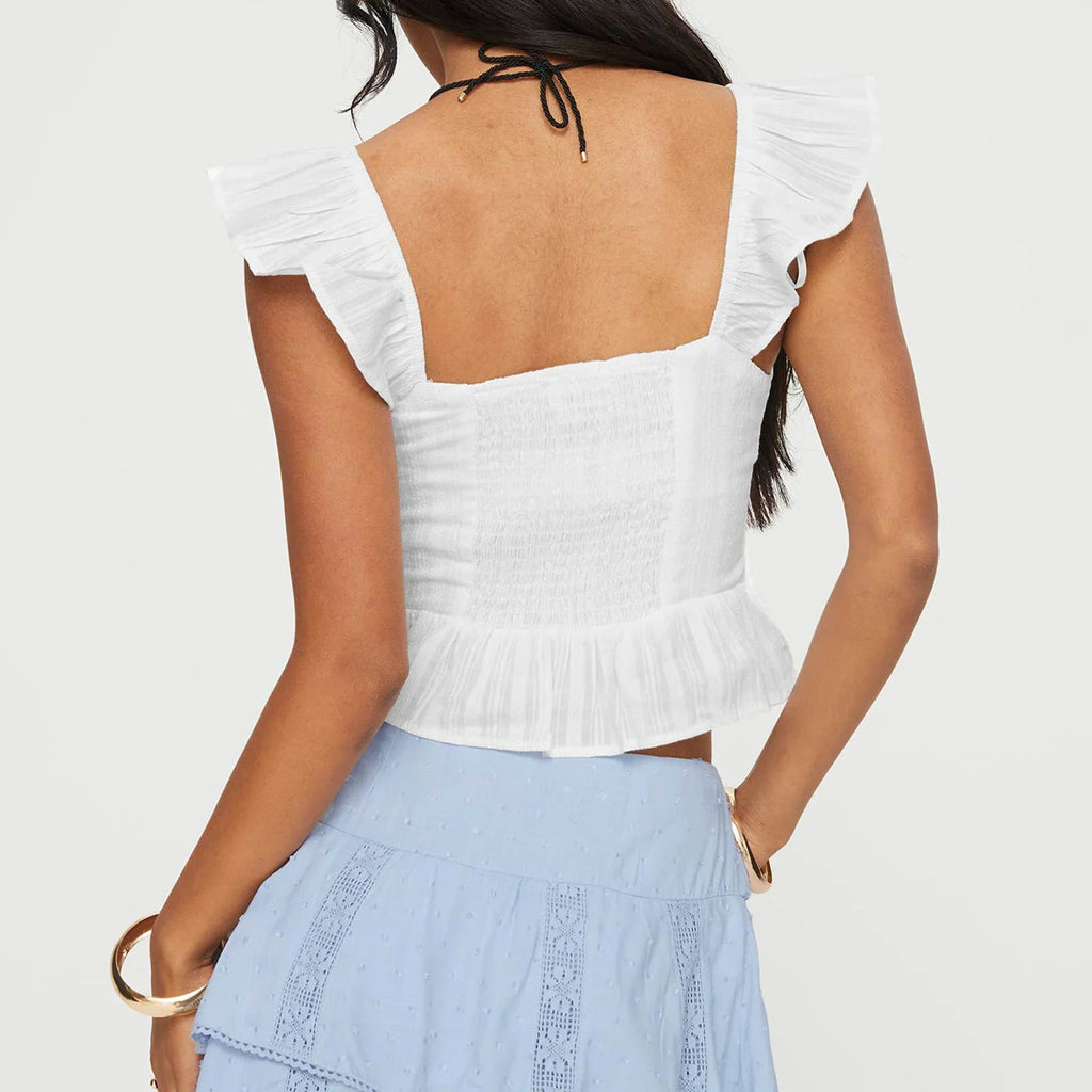 Lace Ruffles Tie-Up Crop Top image 5