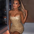 Glamorous Night Club Sexy Bodycon Glitter Party Dress image 2