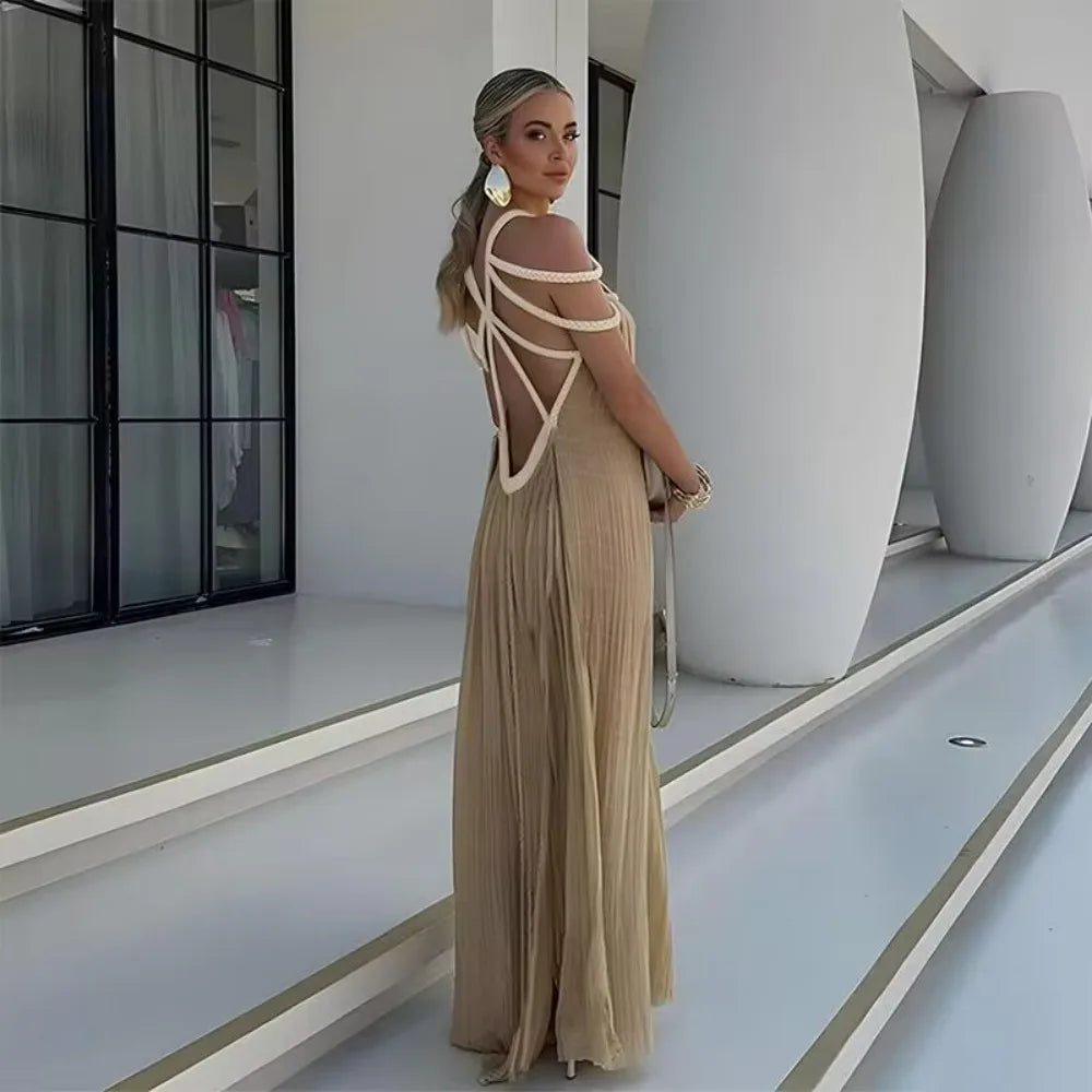 Bohemia Holiday Dress Elegant Solid Casual Loose Long Dresses Summer Party Dress image 6