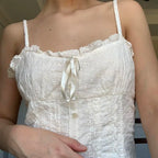 Lace Bow Flower Hollow Crop Top image 2