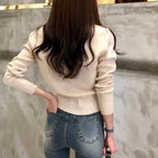Short Slim Single Breasted Knit Cardigan image 5