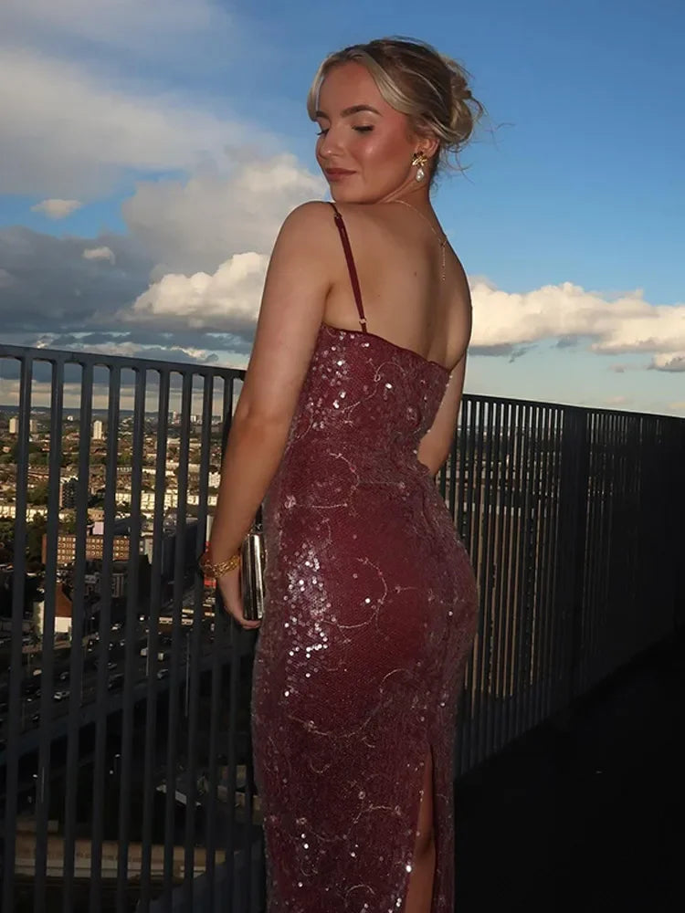 Glossy Sequin Sleeveless Backless Party Dress image 5