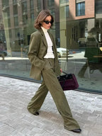 Lapel Blazer Long Sleeve Trousers Office Two Piece Set image 4