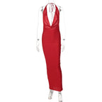 Elegant Satin Deep V Neck Sleeveless Maxi Party Dress image 8