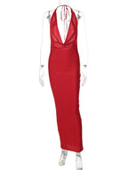 Elegant Satin Deep V Neck Sleeveless Maxi Party Dress image 6