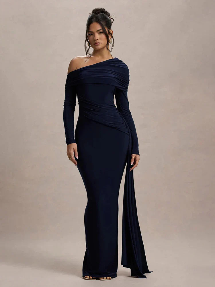 Skew Collar Long Sleeve Maxi Dress image 8
