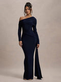 Skew Collar Long Sleeve Maxi Dress image 8