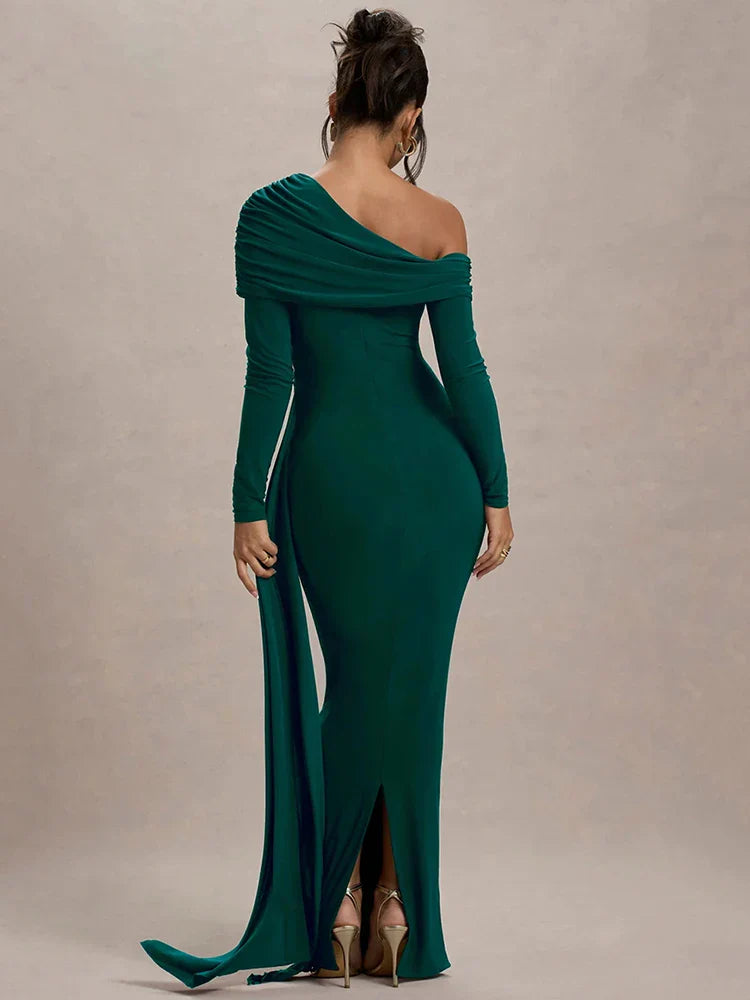 Skew Collar Long Sleeve Maxi Dress image 3