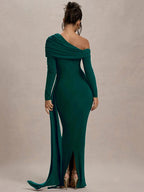 Skew Collar Long Sleeve Maxi Dress image 3