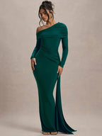 Skew Collar Long Sleeve Maxi Dress image 2