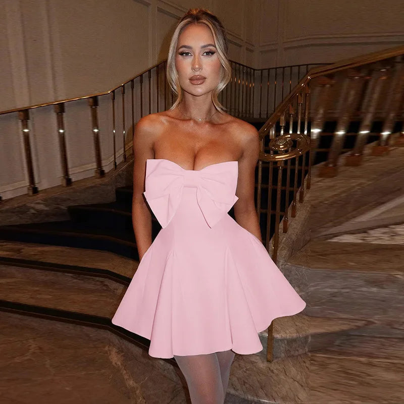 Bow Backless Strapless Party Dress image 9